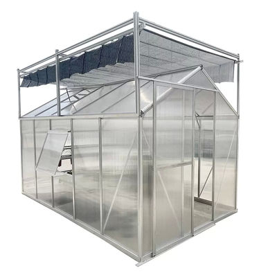 Invernadero de jardín rectangular de aluminio verde con protección contra el viento, la nieve y los rayos UV